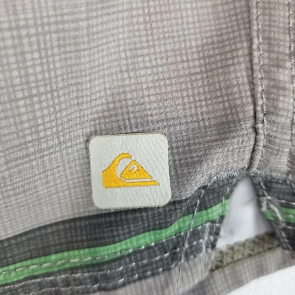 Quiksilver Swim Trunks Mens 34 Gray Striped Waterman Collection Board Shorts